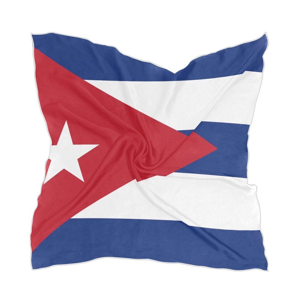 6995 Cuba Flag Satin Square Head Scarves Silk Neck Scarf Hair Sleeping